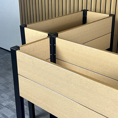 تخت باغچه مدرن مرتفع با چوب پلاستیک کامپوزیت ضد آب و مقاوم در برابر آتش و سازگار با محیط زیست برای فضای باز