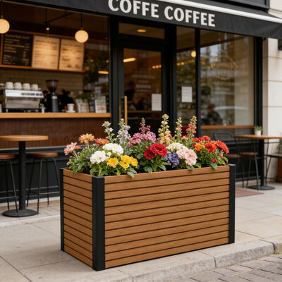 جعبه گلدان مدرن ضد آب و ضد حریق سازگار با محیط زیست برای باغچه مرتفع در فضای باز