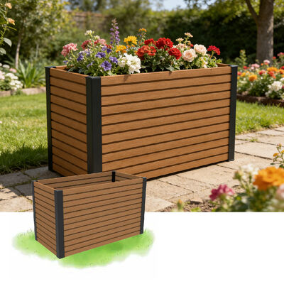 طرح جعبه گلدان باغچه برجسته در فضای باز با مواد ضد آب و مقاوم در برابر آتش و سازگار با محیط زیست برای کاشت در حیاط خلوت