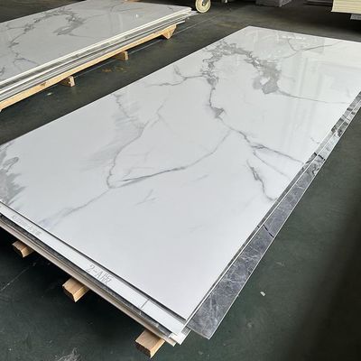 بافت بلند مرمر درخشان پنل دیواری WPC بامبو زغال چوب فنیر PVC ورق مرمر